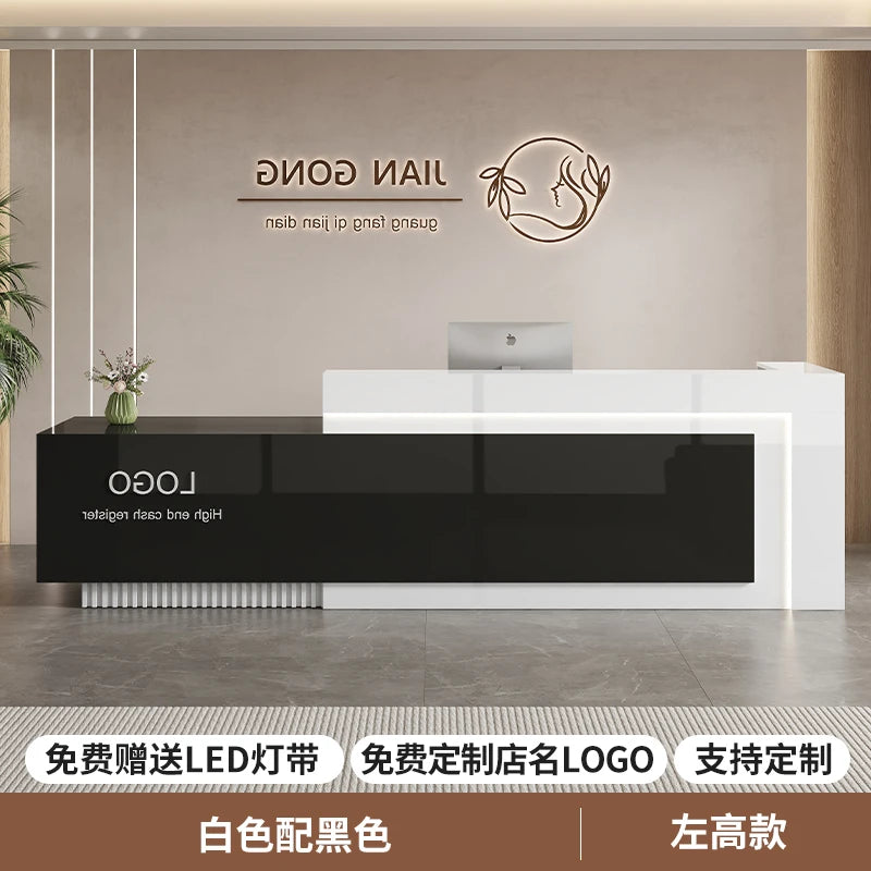 Customized Premium Desk Table Glamour Luxury Simple Elegant Reception Desk Modern Design Recepcion Mostrador Office Furniture