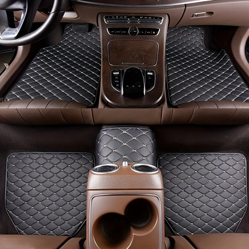 Universal 5Pcs Car Floor Mats PU Leather Waterproof Dust-Proof Auto Foot Pad Protector Pads Fashion Car Foot Pad