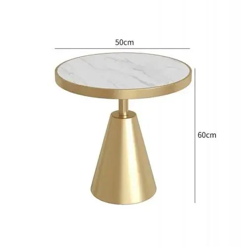 Luxury Round Side Table with Marble Top and Metal Base Modern End Table for Small Space Living Room Bedroom Hotel Use