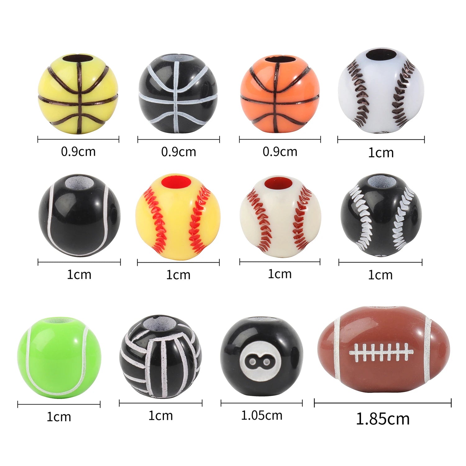 20/50Pcs Sport Basketball Baseball Tennis Beads Spacer Acrylic Beads For Making Bracelet Necklace DIY Craft Jewelry Supplies