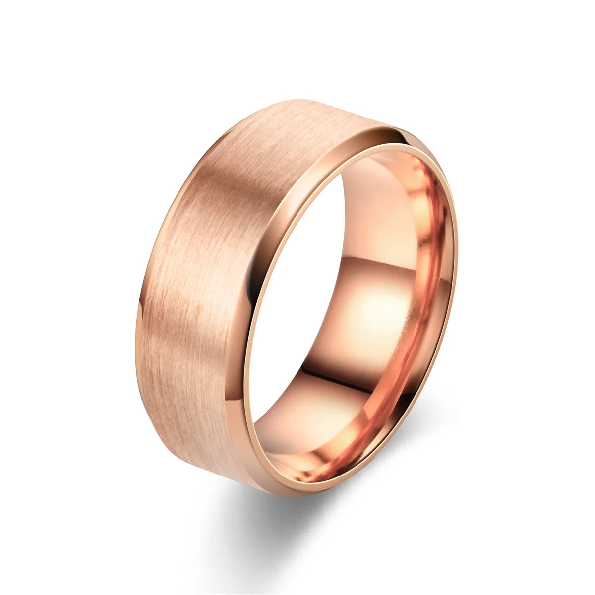 8MM Classic Stainless Steel Ring For Men Women 7 Color Double Inclined Plane Matte Wedding Band Couples Rings Fashion Jewelry
