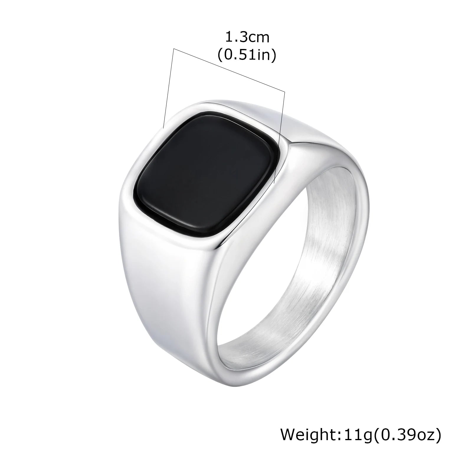 Men's High-Quality Stainless Steel Square Signet Ring with Black Glass And Natural Tiger Eye Stone - Fashion Classic Jewelry