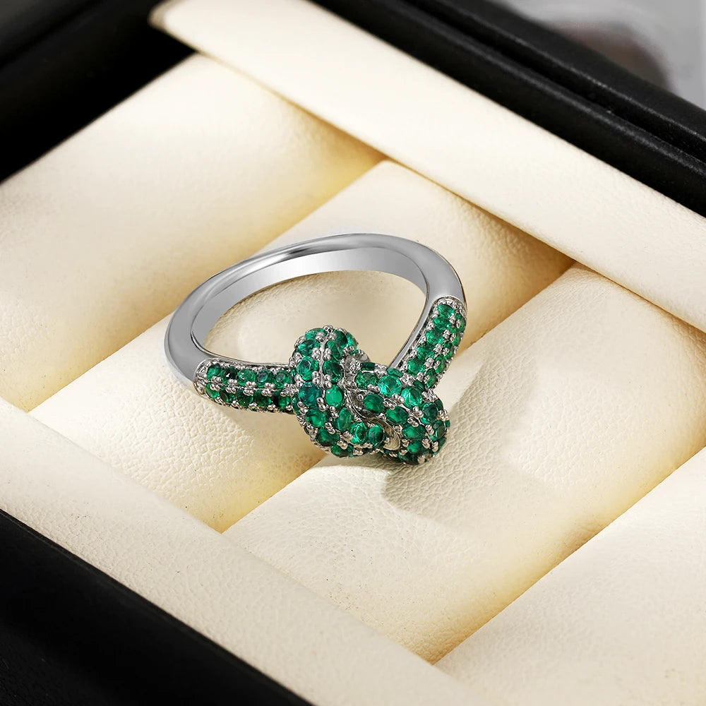 Colored Zircon  Intersection Ring Classic  Design Style Stainless Steel Waterproof Anti Fading Geometry Lady Unique Jewelry Gift