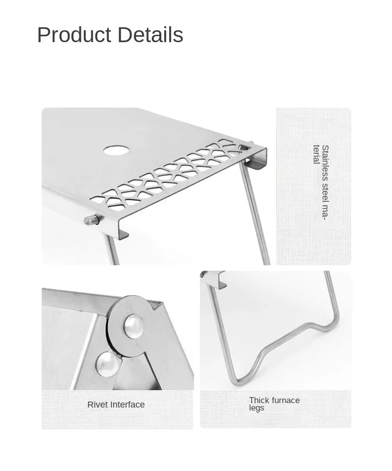 Outdoor Furnace Head Folding Table Camping Accessories Stainless Steel Portable Tea Table Multi Purpose Splicing Barbecue Table