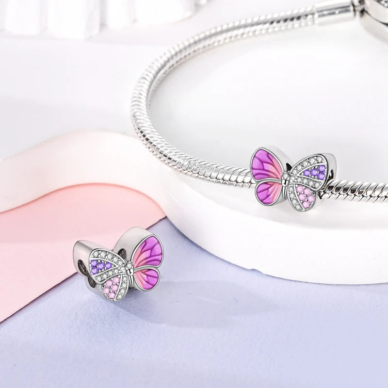 MULA Pink 925 Sterling Silver Charms Pendant Perfume Dreamcatcher Heart Love Beaded Fit Original Bracelet Women DIY Jewelry Gift