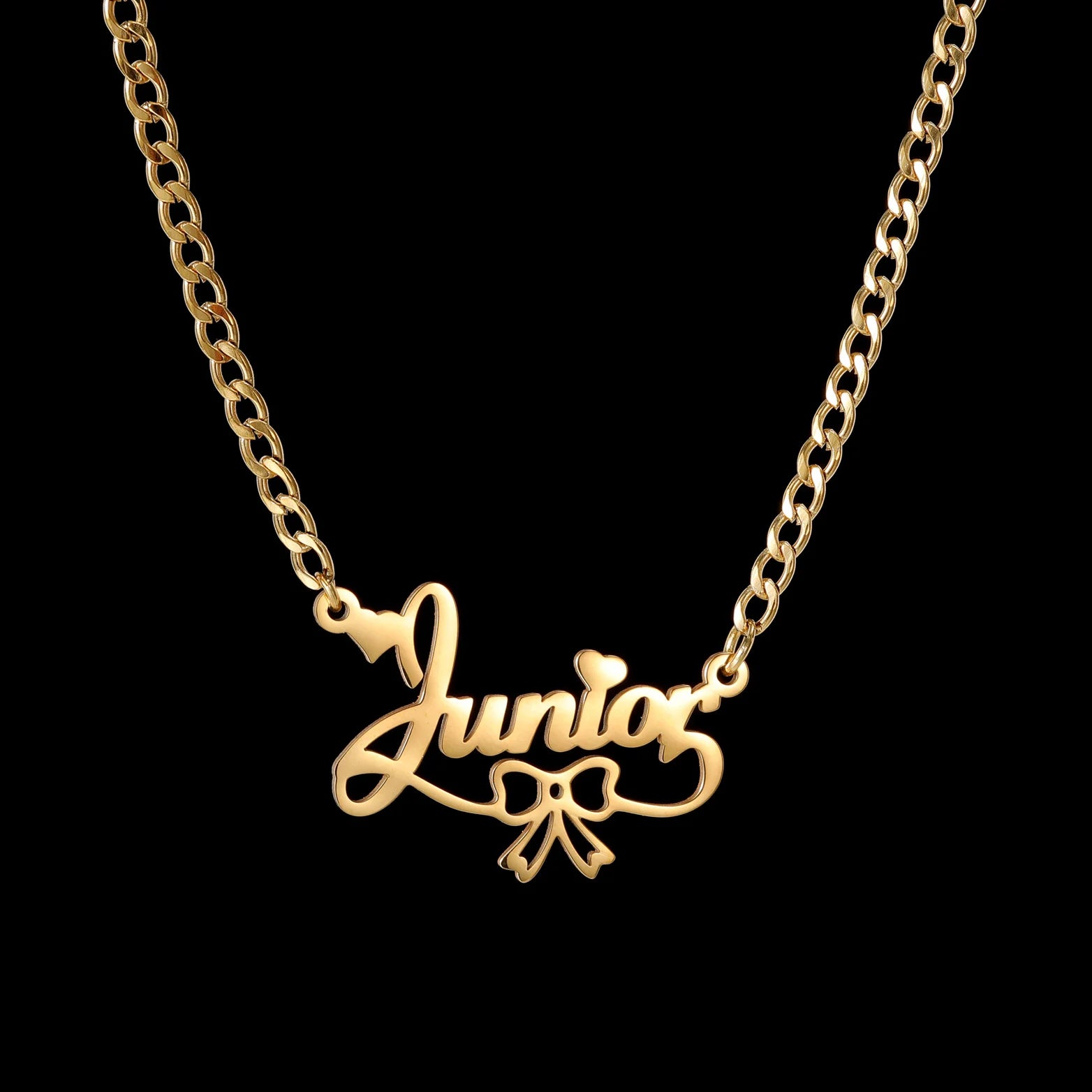 Atoztide Custom Name Necklaces Personalized Stainless Steel 4mm NK Cuban Thick Chain Pendant Letter for Women Jewelry Gift 