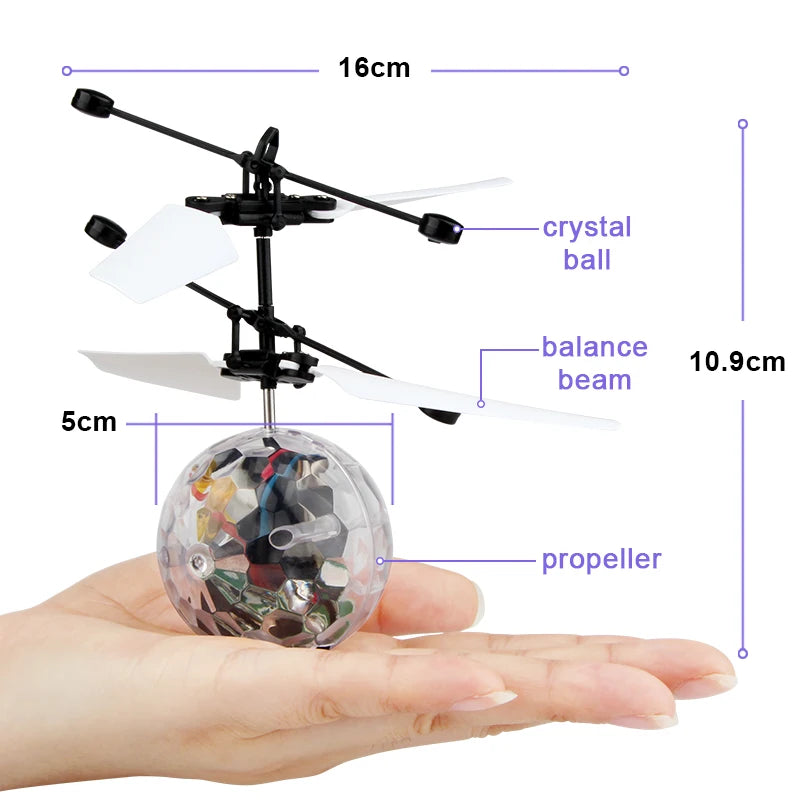Led Light Suspension Crystal Ball Infrared Induction RC Gesture Control Colorful Glowing Toys Unique Gift for Kids