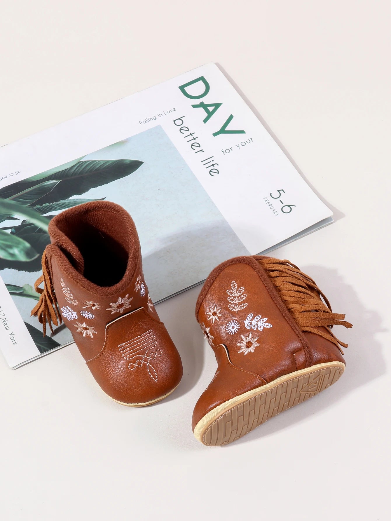 Leather Western Boots Cowboy Bootie Soft Sole Non-Slip Crib Shoes for Baby Infant Toddler Girls Boys Newborn