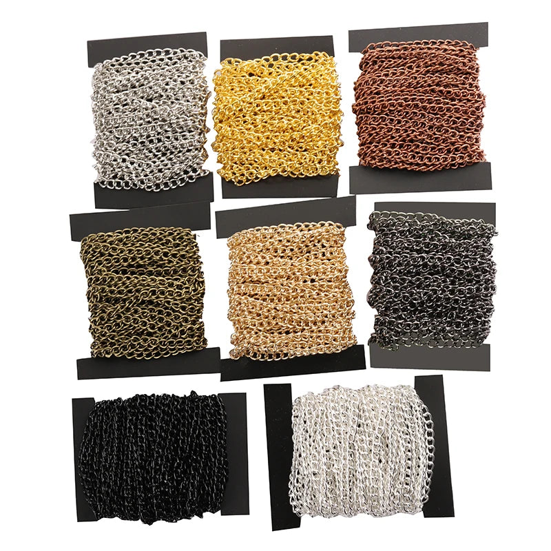 2 Meter Flat 2.5/3.5/4.5mm Extension Thin Chain Metal Chain DIY Necklace Body Chain Jewelry Making Chain Accessories