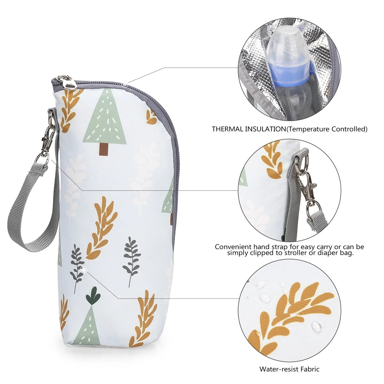 Baby Bottle Insulation Bag Universal Aluminum Film Portable Zipper Drink Baby Winter Travel Storage Bag Cup Cover
