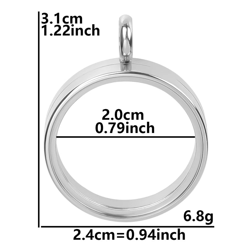 1Pc Stainless Steel Round Reliquary Photo Coin Holder Locket Pendant Openable Glass Cremation Urn Relicario Colgantes Jewelry