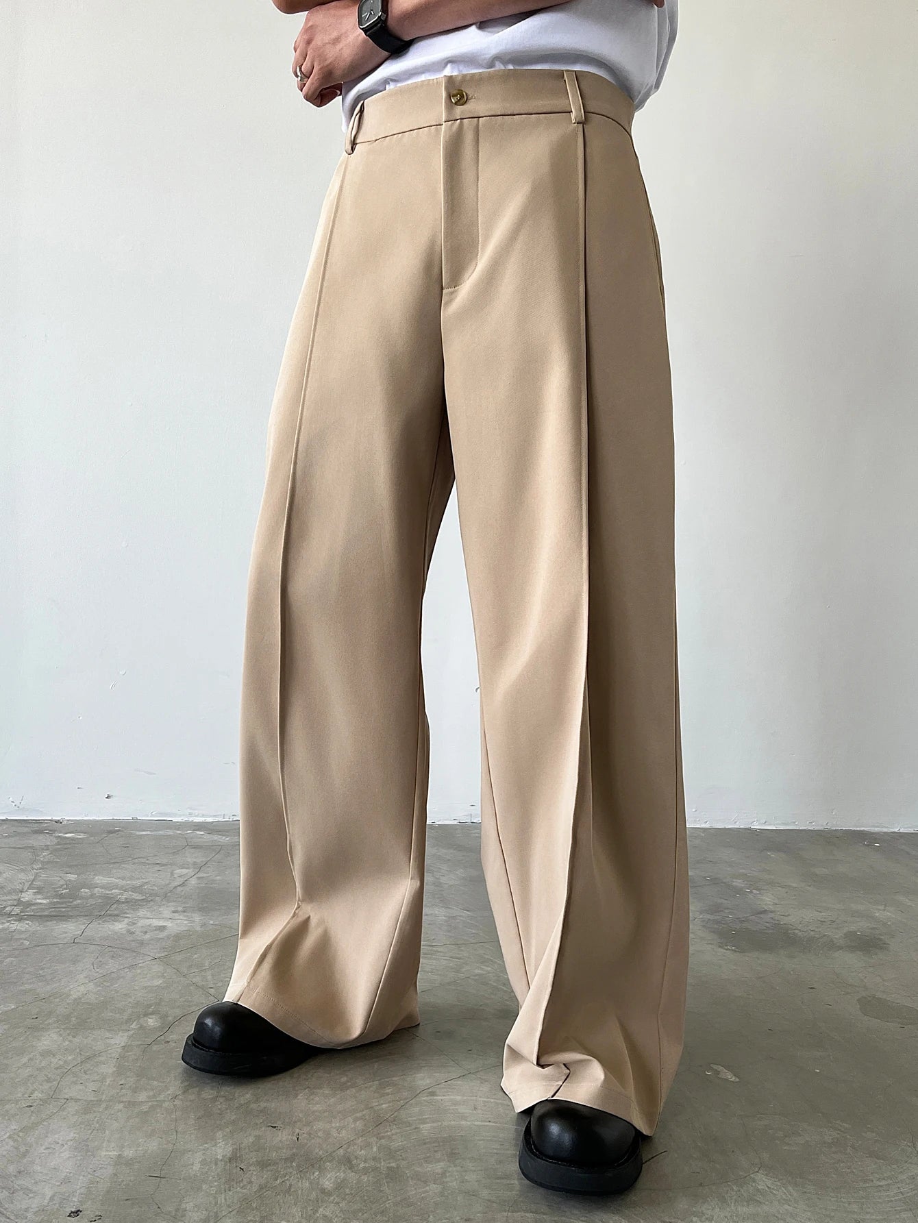 Men's High Waist Wide Leg Suit Pants Casual Loose Straight Leg Dress Pants Formal Business Streetwear Black Trousers S-2XL 1 Pie