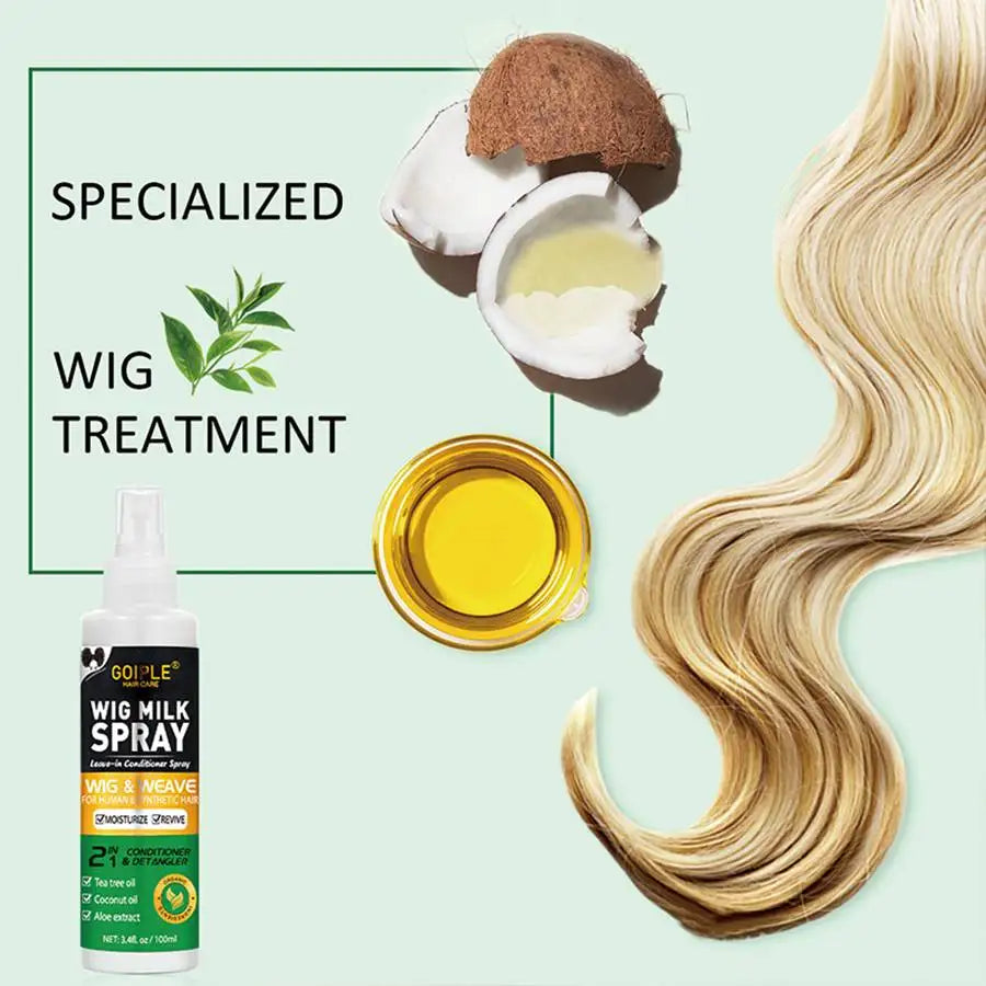 100m Wig Milk Spray for Wigs Smooth and Shiny Wig Leave-in Conditioner Women Synthetic Hair Anti Frizz Moisturizing Care Product