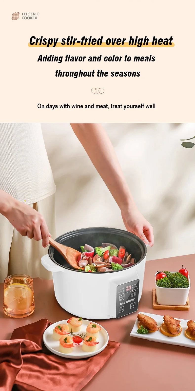 220V Electric Cooker Non-stick Cooking 3.5L Hot Pot Multifunction Electric Cooker Smart Rice Pot For Home Electric Hot Pot
