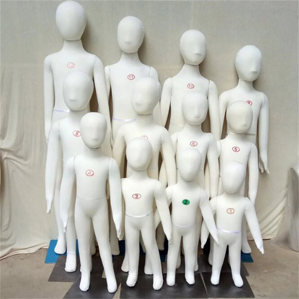Baby Full Child Hand Mannequins, Soft Body Display, Can Bend with Cotton Fabric, Flexible Cloth, Iron Base, Wholesale, 1-4 Yrs