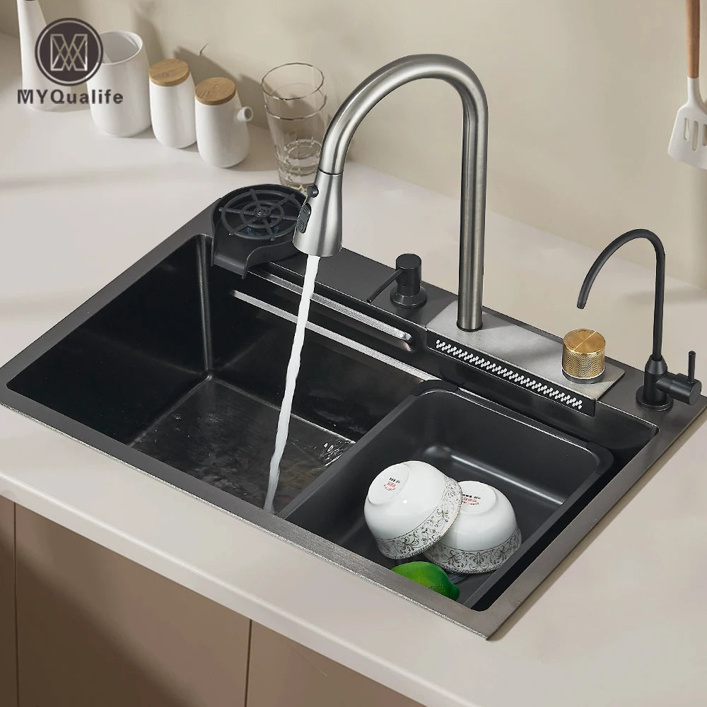 Stainless Steel Kitchen Sinks Recessed Sinks Kitchen Taps Sinks with Drains Kitchen Faucet Sink Sets