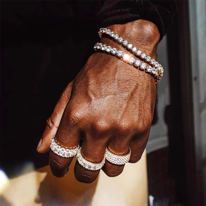 Hip Hop Iced Out 3/4/5mm Crystal Tennis Bracelet for Men Homme Punk Zirconia Women's Chain on Hand Streetwear Trendy Jewelry