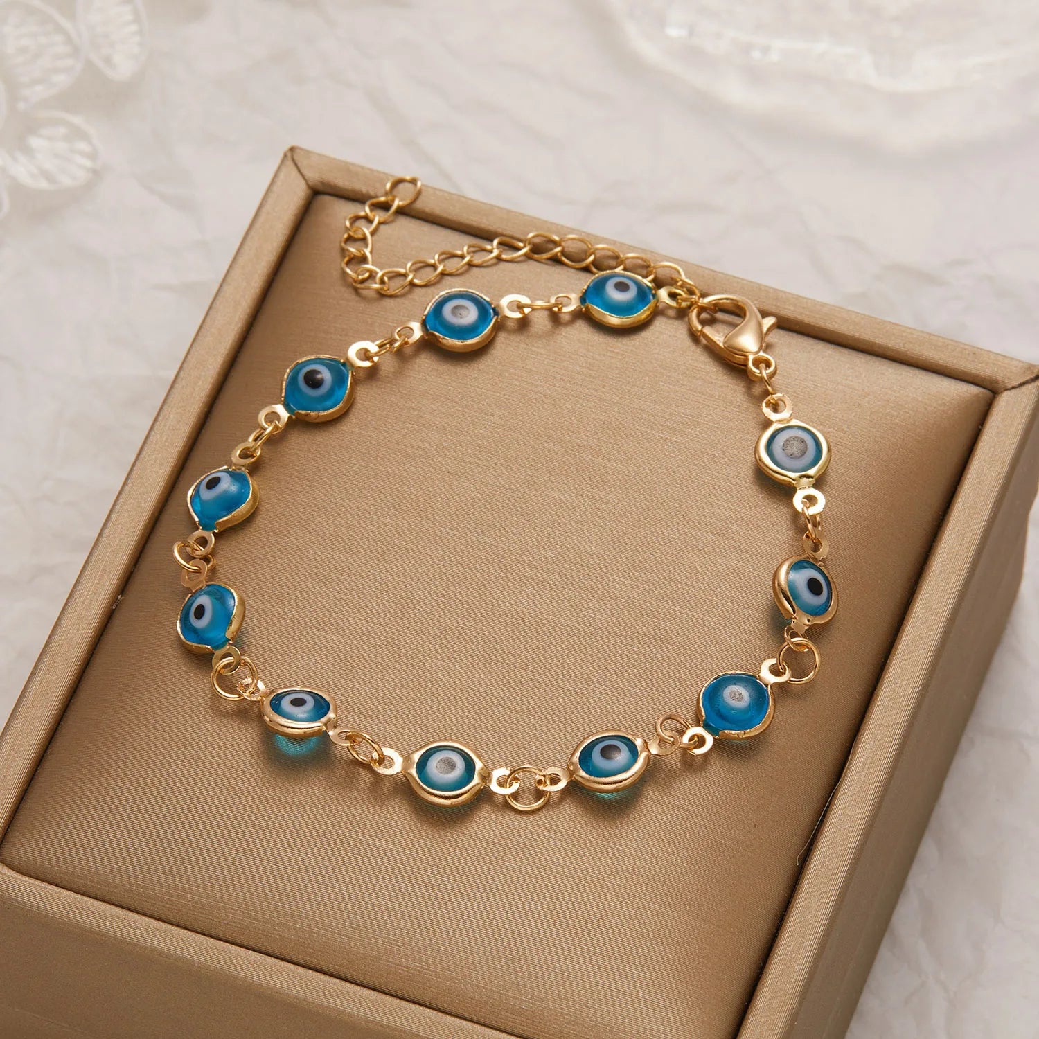 Clearance_Lucky Turkey Evil Eye Bracelet For Women Men Colorful Red Blue Eye Adjustable Metal Chain Bangles Good Luck Wealth Jew