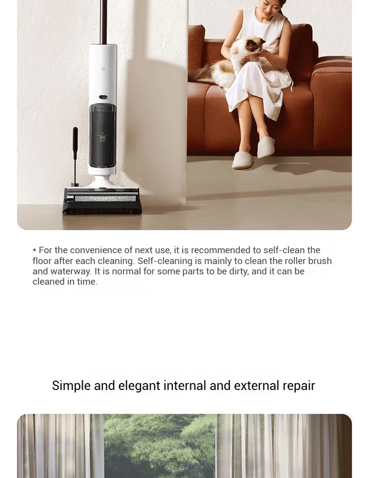 Xiaomi Mijia Cordless Wash Vacuum 2C, Electrolytic Water Sterilization, Anti-Tangle Brush for Pet Hair,Maternal-Infant Certified