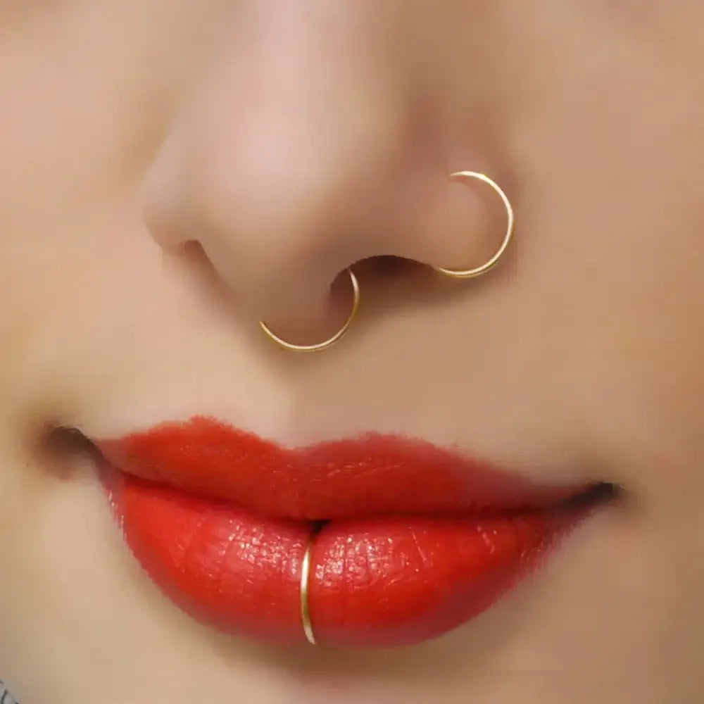 2-6Pc Fake Nose Ring retractable earrings Hoop Faux Lip Earrings Cartilage Septum Clip on Ear Lobe Helix Anti Conch Non Piercing