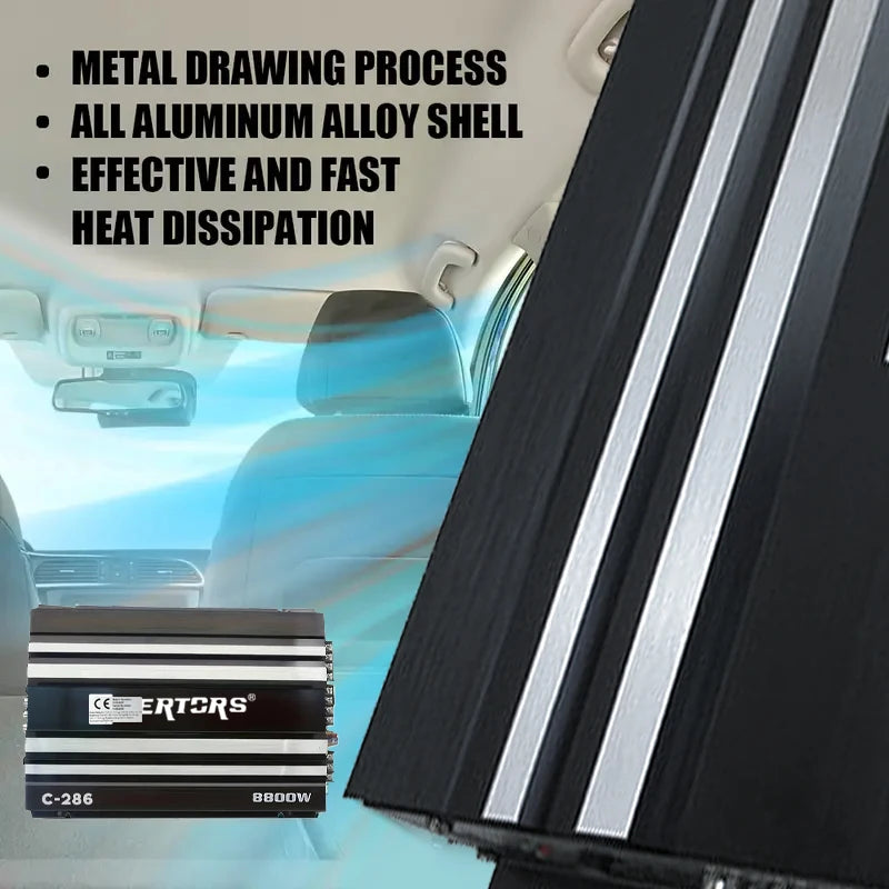 Class AB Car Audio Upgrade Power Amplifier 4 Channel 12V 8800W Power Stereo Amplifie Audio Speaker Subwoofer Treble Mid-bass