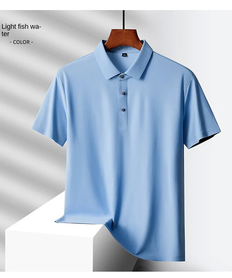 Selected popular nylon fabric, dad's summer clothing, middle-aged men's short sleeved T-shirt, summer ice silk quick drying, mid