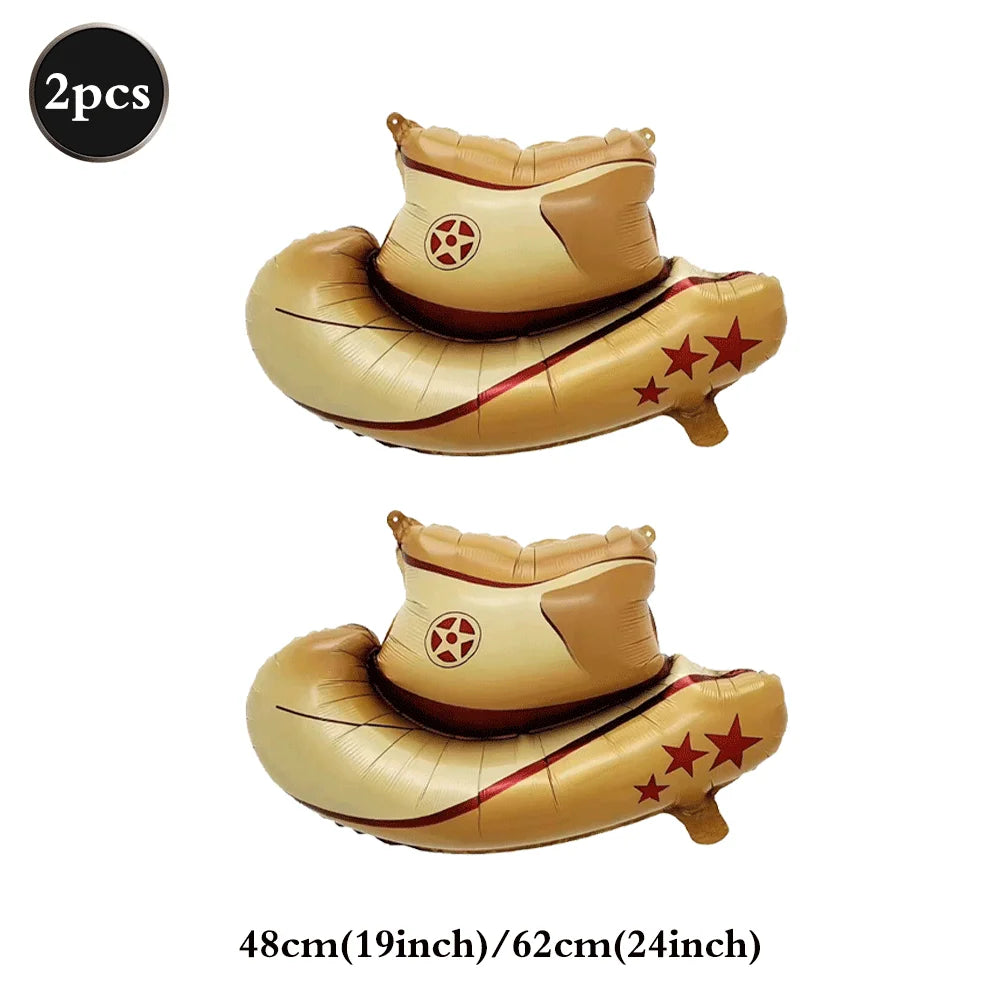 Western Cowboy Theme Party Decoration Foil Horse Balloon Horse Boots Hat Wheel Balloons Cowboys Cowgirls Birthday Party Supplies