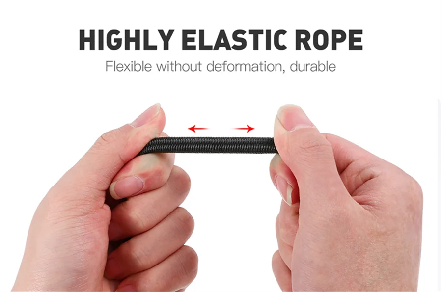 30-210cm 8mm Packing Ropes Outdoor Elastic Bungee Cords with Red Hooks Stretch Lightweight for Bikes Car Luggage Roof Rack Strap