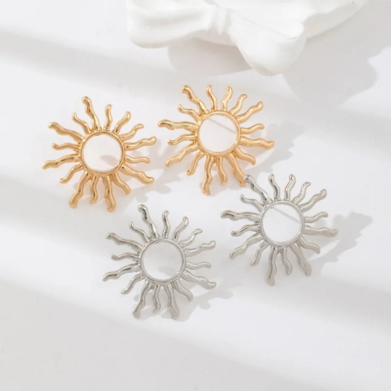 1Pair Fashion Temperament Elegant Sun Flower Stud Earrings For Women Girls Versatile Earring Jewelry Accessories Gifts