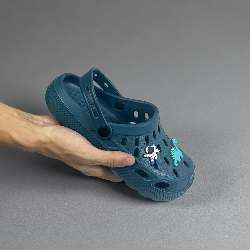 Cool Dinosaur Charm Clogs for Boys - Lightweight Breathable Kids Water Shoes for Beach Pool Party