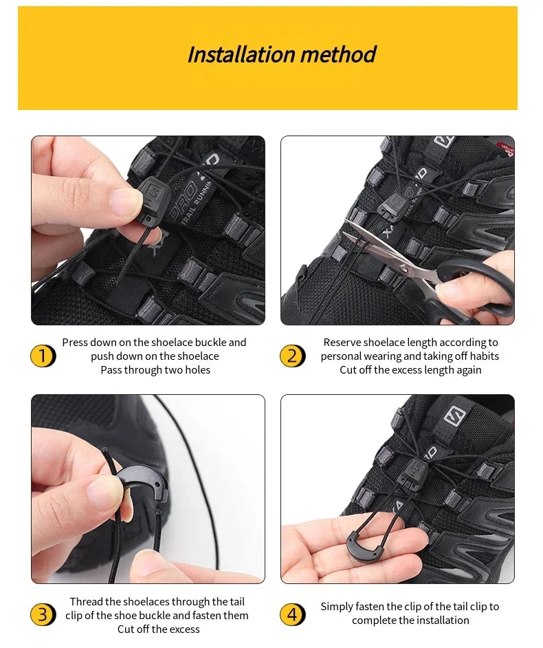 Fashion No Tie Shoelaces Outdoor Running Sneakers Laces Round Tennis Shoe Laces Without Ties Adult Kids Shoelace Shoes Accesorie