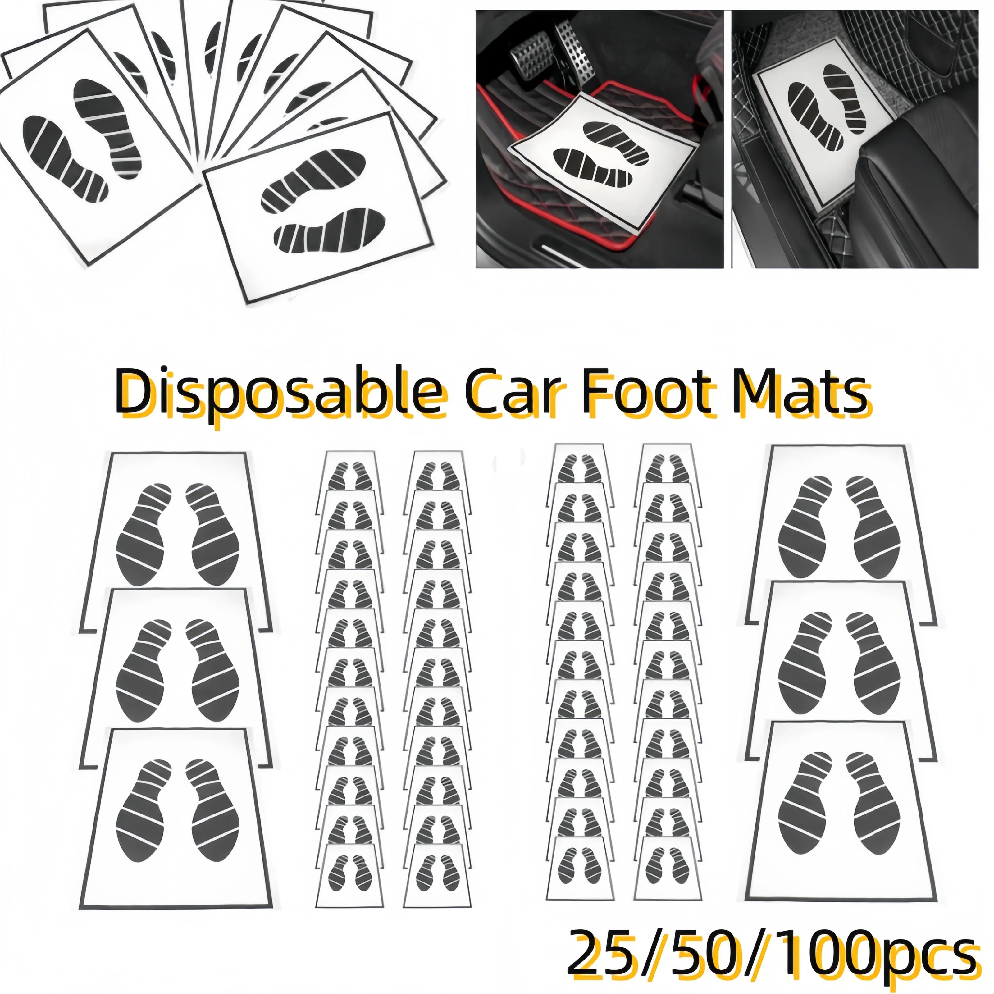 High Quality Disposable Car Floor Mats 100 50 25Pcs Waterproof Anti Slip Paper Vehicle Protection Interior Car Accessories