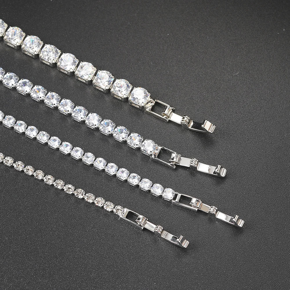 Hip Hop Iced Out 3/4/5mm Crystal Tennis Bracelet for Men Homme Punk Zirconia Women's Chain on Hand Streetwear Trendy Jewelry