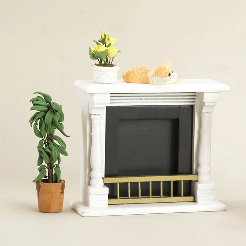 1/12 Dollhouse Miniature Fireplace Model Dollhouse Living Room Furniture Decoration Dolls House Accessories