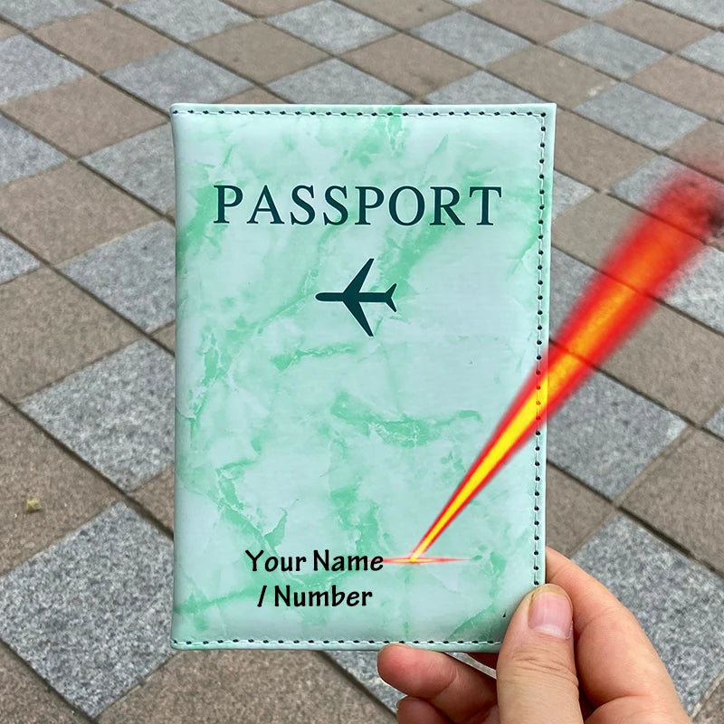 Laser Engraving Customize Name Passport Holder Travel Wallet Marble Patten Case for Passports Passport Cover With Personal Names