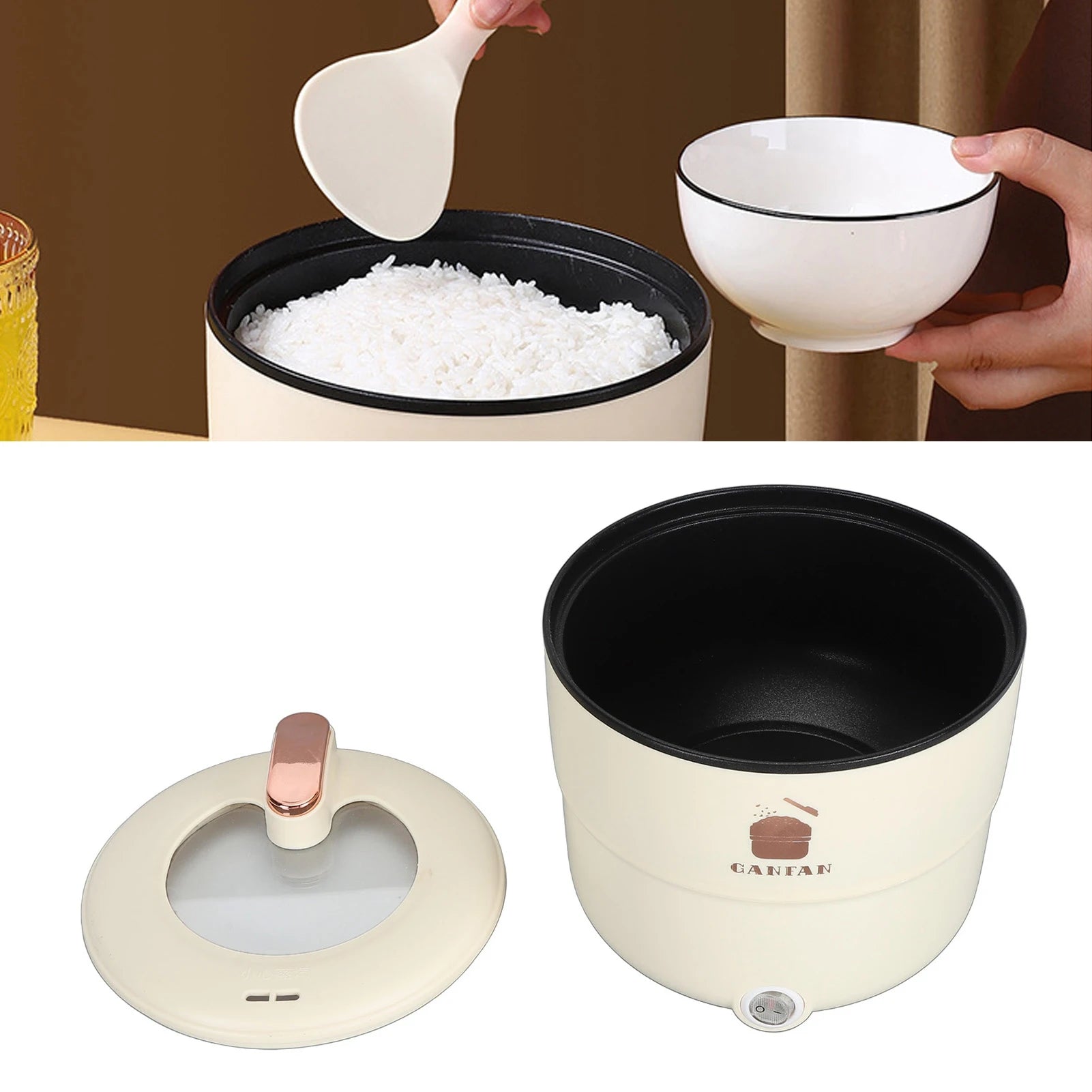 Electric Rice Cooker 1.8L Multifunctional Rice Cooker Maker Double Layers Anti Stick Coating Anti Scald  for Noodles