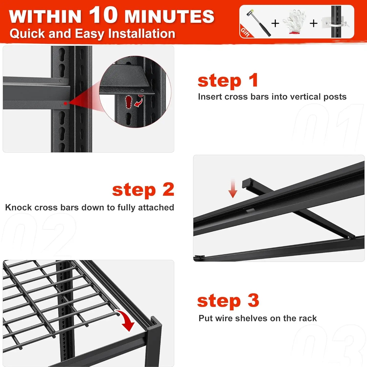 5 Tier 26" D Storage Shelves for Garage Basement Warehouse | 55.2" W x 26" D x 78" H, 3000lbs,grid design,Resist, Customized