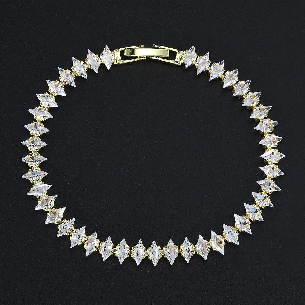 Luxury Dainty Tennis Bracelet for Women Silver Color Sparkling Cubic Zircon Stackable Chain Crystal Banquet Wedding Jewelry H085