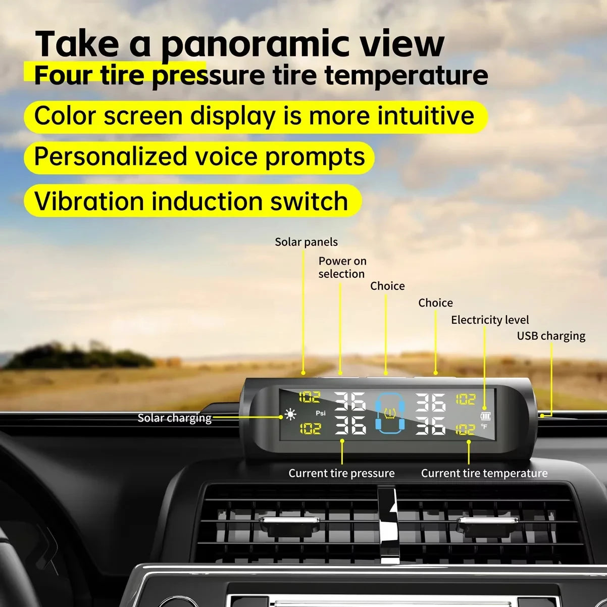 Car Tire Pressure Monitoring System Car Tyre Pressure Monitor Tyre Pressure Alarm 4 External Sensors