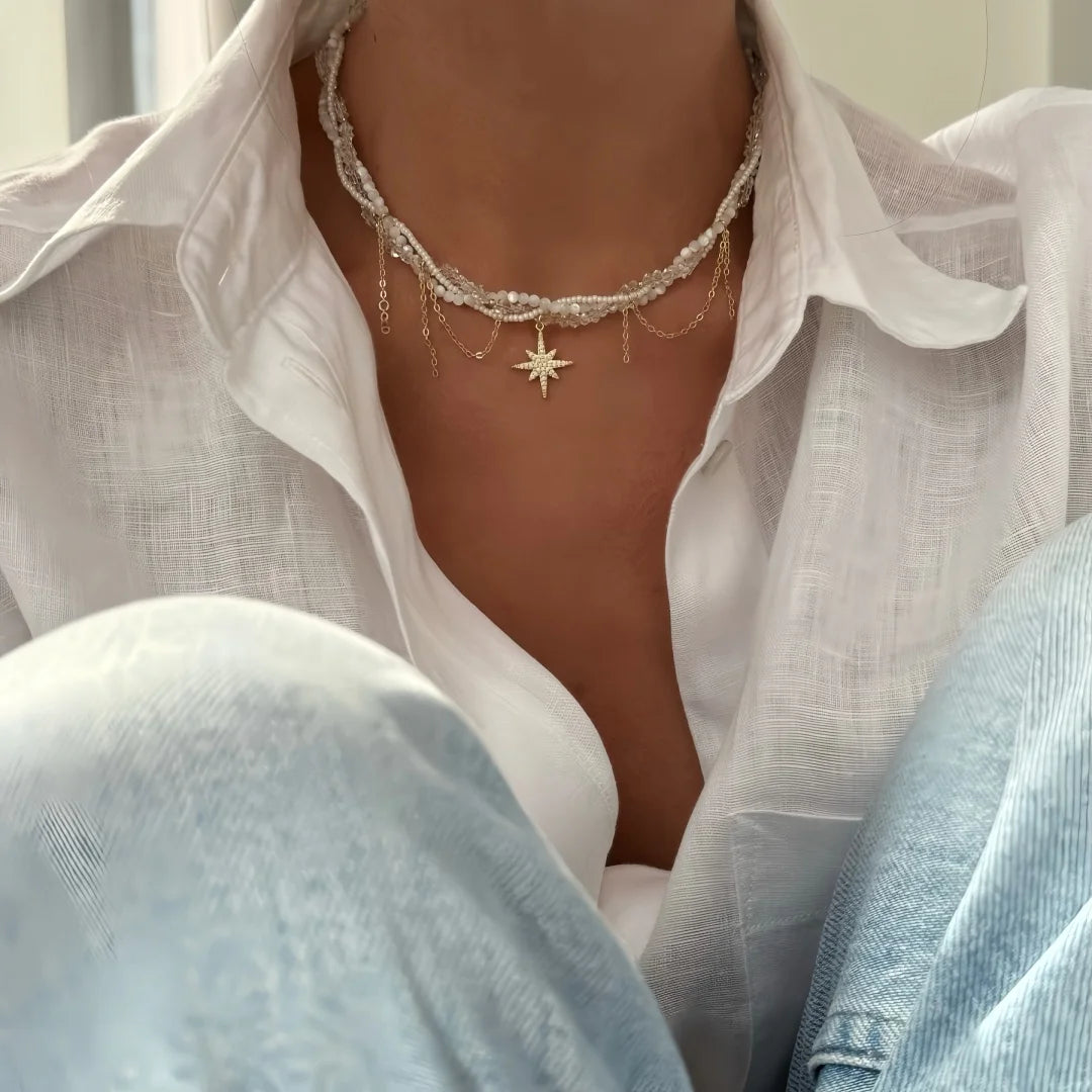 Minimalist Pearl Necklace for Women New Style Luxury Sensation Tassel Cold Tone Feng Shui Xiaomi Bead French Collar Chain