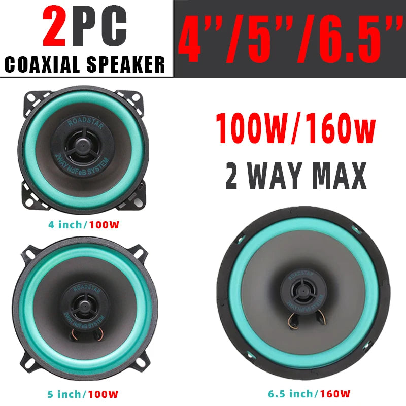 2PCS 4/5/6.5 Inch Car Speakers HiFi Coaxial Car Door Subwoofer Universal Automotive Audio Music Full Range Truck Stereo Speaker