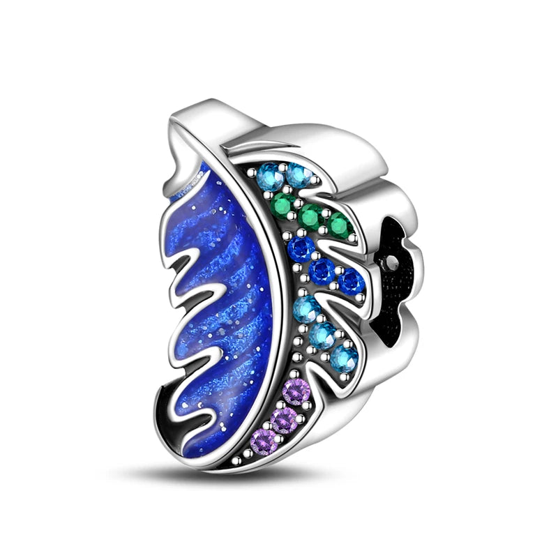 925 Sterling Silver Colorful Butterfly Dragonfly Feathers Charms Luminous Stars Pendants Fit Original Bracelets Fine DIY Jewelry