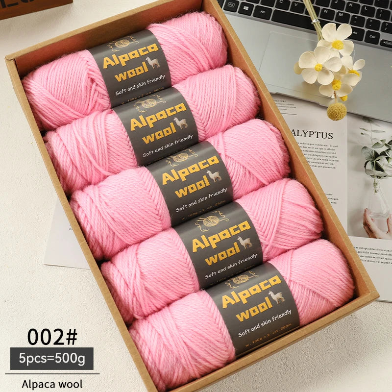 500g Alpaca Wool 245 Chunky Knitting Yarn Multi-Color Autumn and Winter Fashionable Gift for Men and Women DIY Knitting Material Kit for Warm Sweaters, Coats, Scarves, Hats, Gloves, Leg Warmers, Knee Pads Yarn Balls 5Pcs/Pack
