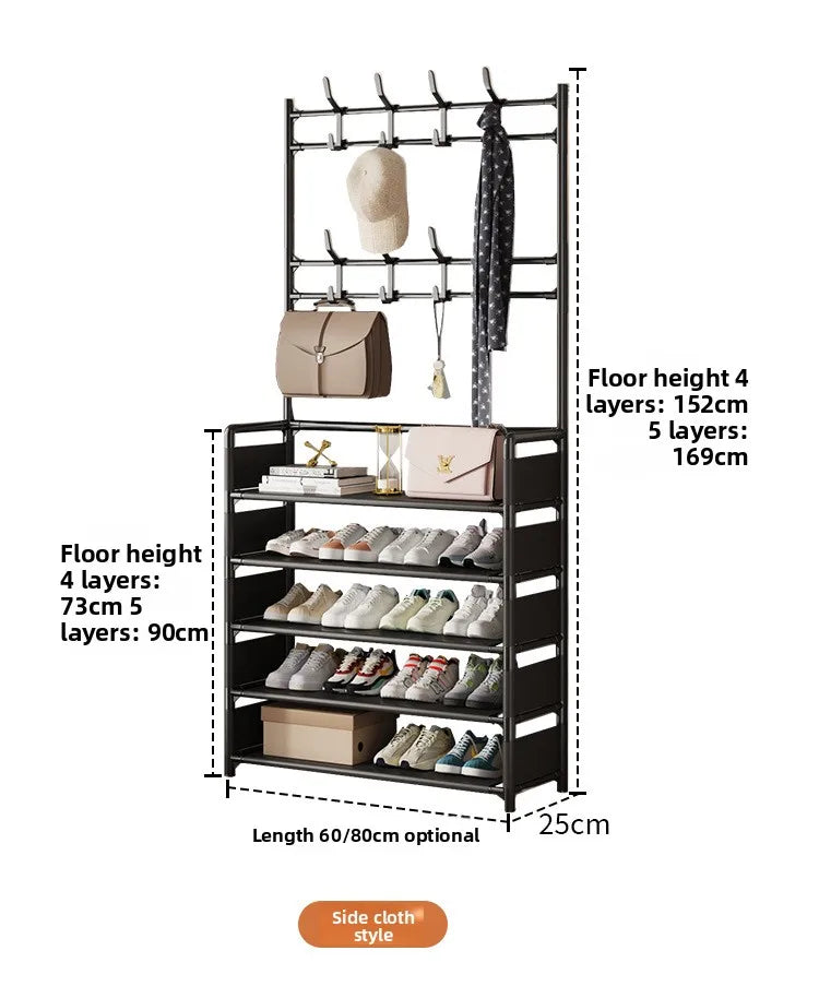 Multi-layer Door-mounted Shoe Hat Rack - Simple Assembly Household Integrated Multi-functional Storage Cabinet for Home Use