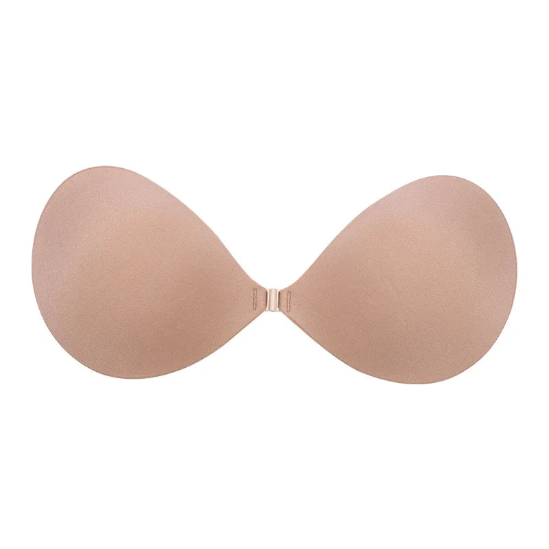 Reusable silicone bra with invisible gathering nipple straps for lifting and strapless sexy wedding dress party women's bra