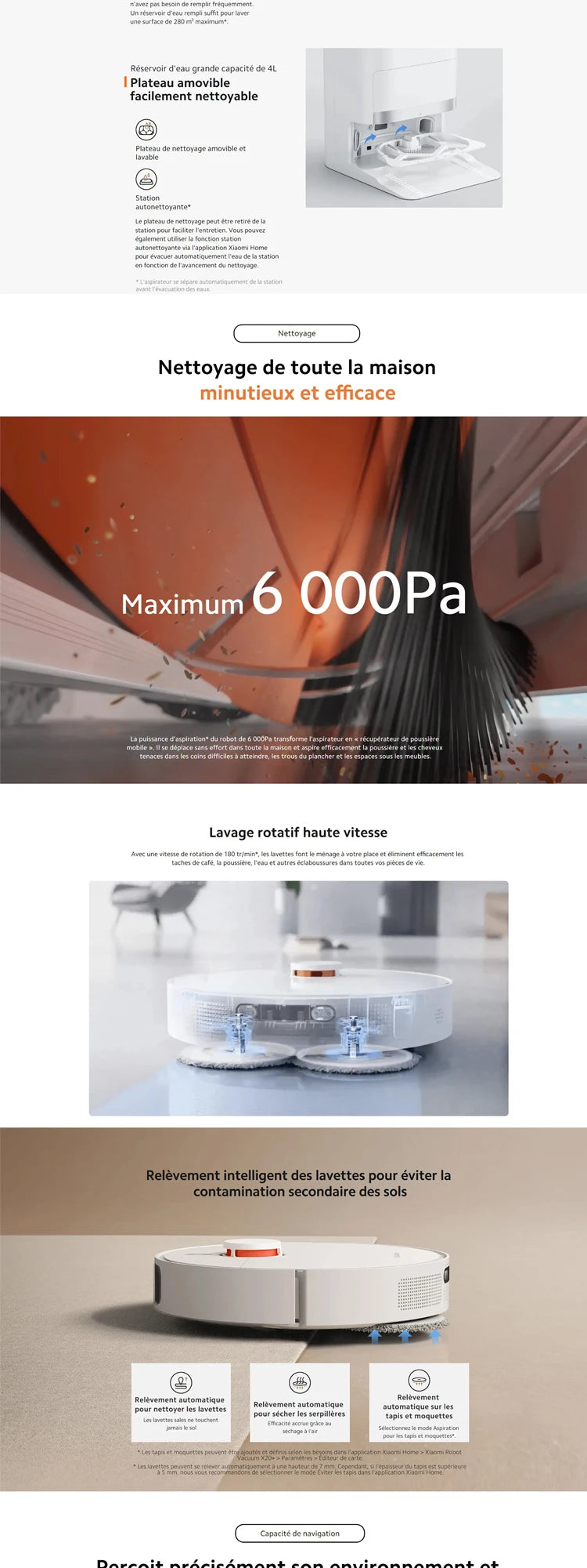 Xiaomi Robot Vacuum OMNI 2（X20+）,6000Pa Suction Auto Dust Collection Smart ,for Pet Hair Hard Floor,Alexa/Google Assistant