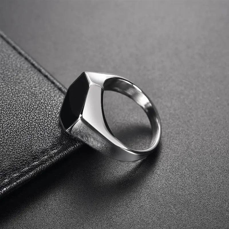 Jiayiqi Men'S Ring Punk Rock 316L Stainless Steel Signet Ring For Men Hip Hop Party Jewelry Male Wedding Gift Custom accept