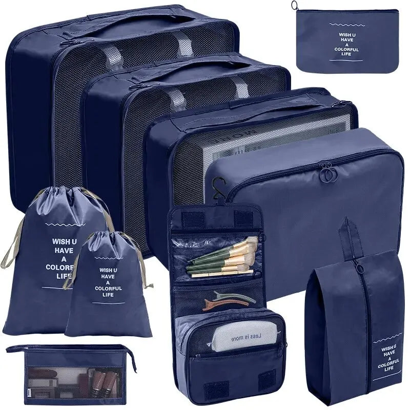 7/10 Pcs Set Travel Organizer Storage Bags Suitcase Packing Cubes Cases Portable Wardrobe Luggage Clothes Shoe Pouch Fold