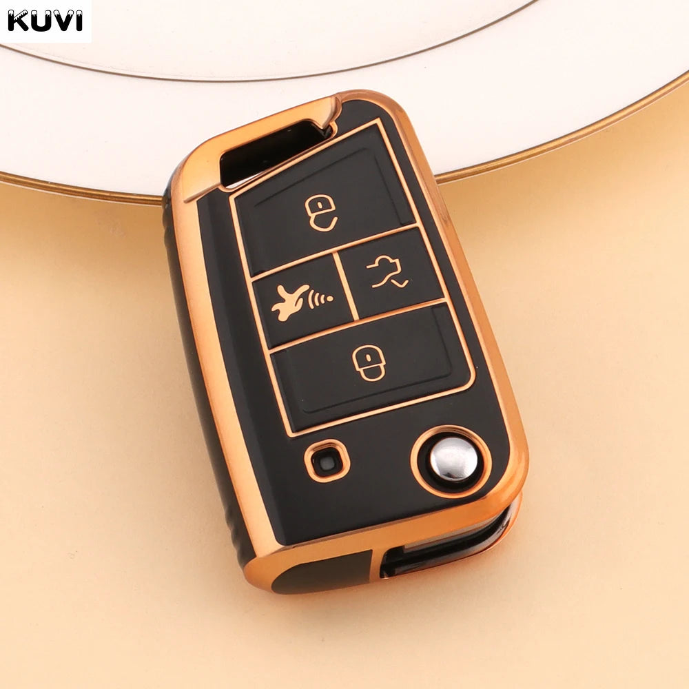3 4 Buttons Car Key Case Cover Fob For VW Volkswagen Golf 7 MK7 Tiguan MK2 For SEAT Ateca Leon FR 2 Ibiza For Skoda Octavia A7