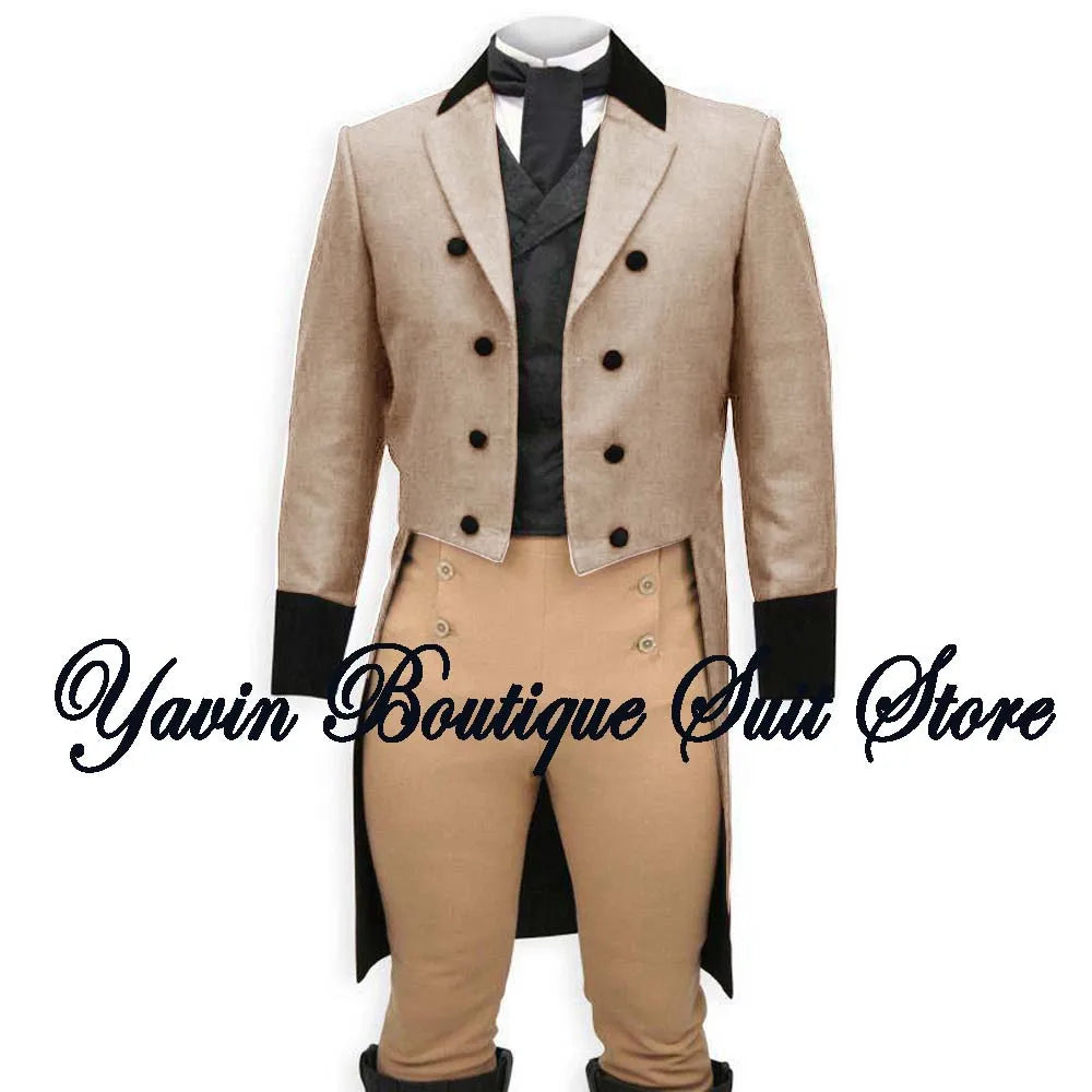 Men's 3 Piece Suit Swallow Tailed Coat Slim Fit One Breasted Tailcoat for Wedding Prom Dinner Party Blazer Pants Set